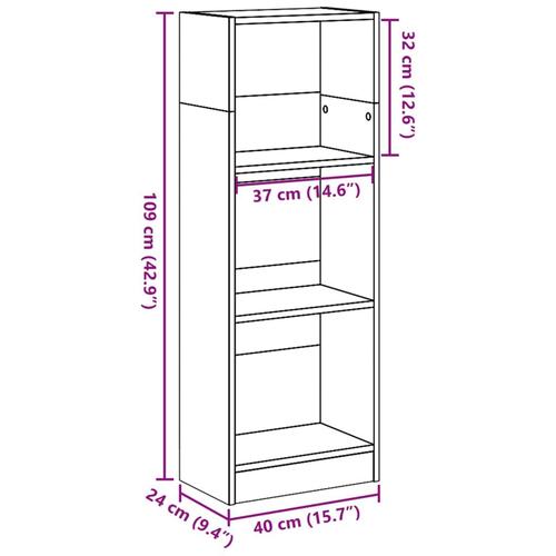Bogreol 40x24x109 cm konstrueret træ sonoma-eg