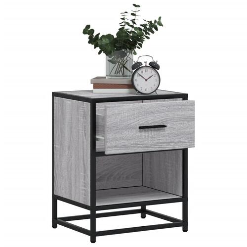 Sengeborde 2 stk. 40x31x50 cm konstrueret træ grå sonoma-eg