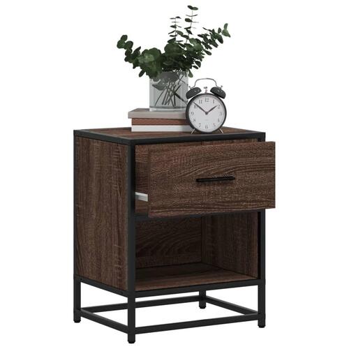 Sengeborde 2 stk. 40x31x50 cm konstrueret træ brun egetræsfarve