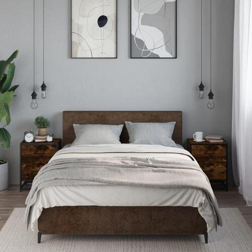 Sengeborde 2 stk. 40x31x50 cm konstrueret træ røget egetræ