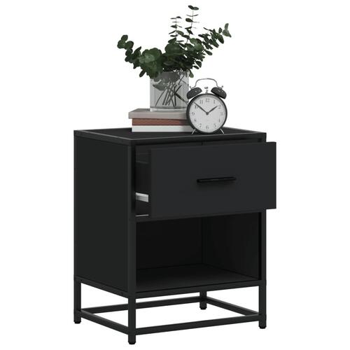 Sengeskabe 2 stk. 40x31x50 cm konstrueret træ sort