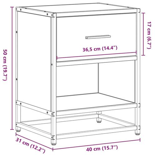 Sengeskabe 2 stk. 40x31x50 cm konstrueret træ sort