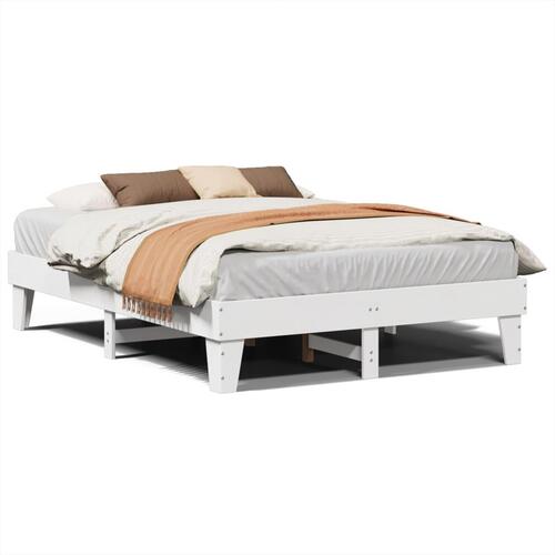 Sengeramme uden madras 160x200 cm massivt fyrretræ hvid