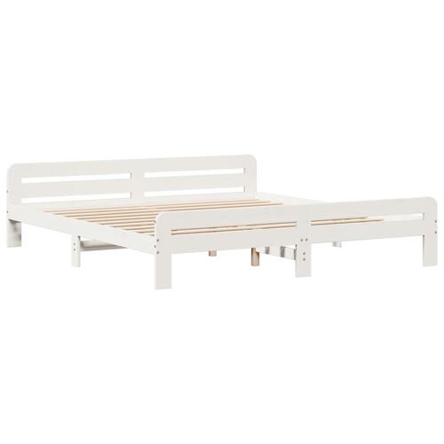 Sengeramme uden madras 200x200 cm massivt fyrretræ hvid