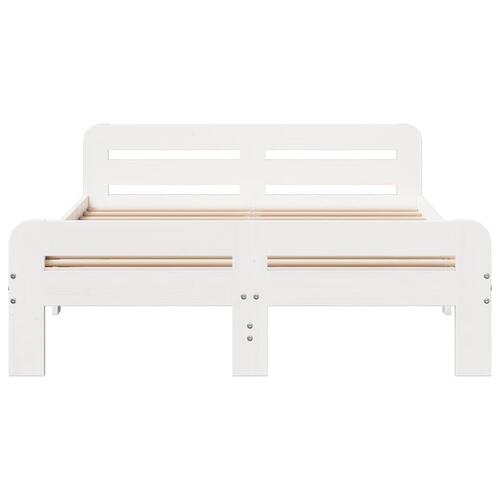 Sengeramme uden madras 200x200 cm massivt fyrretræ hvid