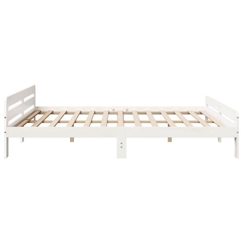Sengeramme uden madras 200x200 cm massivt fyrretræ hvid