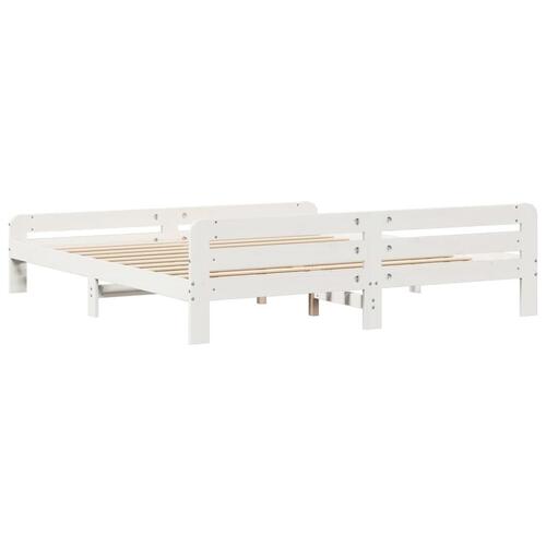 Sengeramme uden madras 200x200 cm massivt fyrretræ hvid