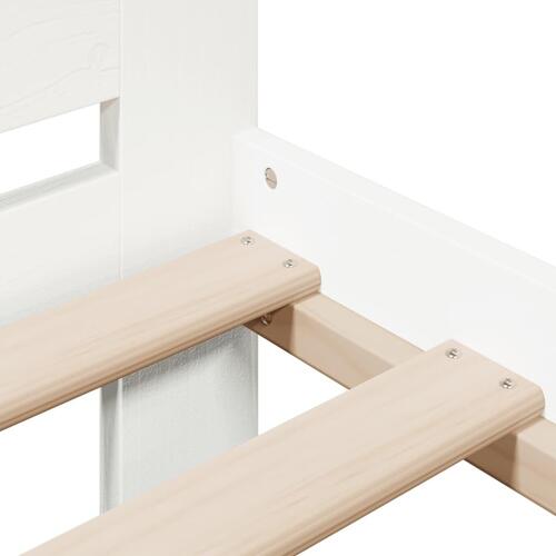 Sengeramme uden madras 200x200 cm massivt fyrretræ hvid