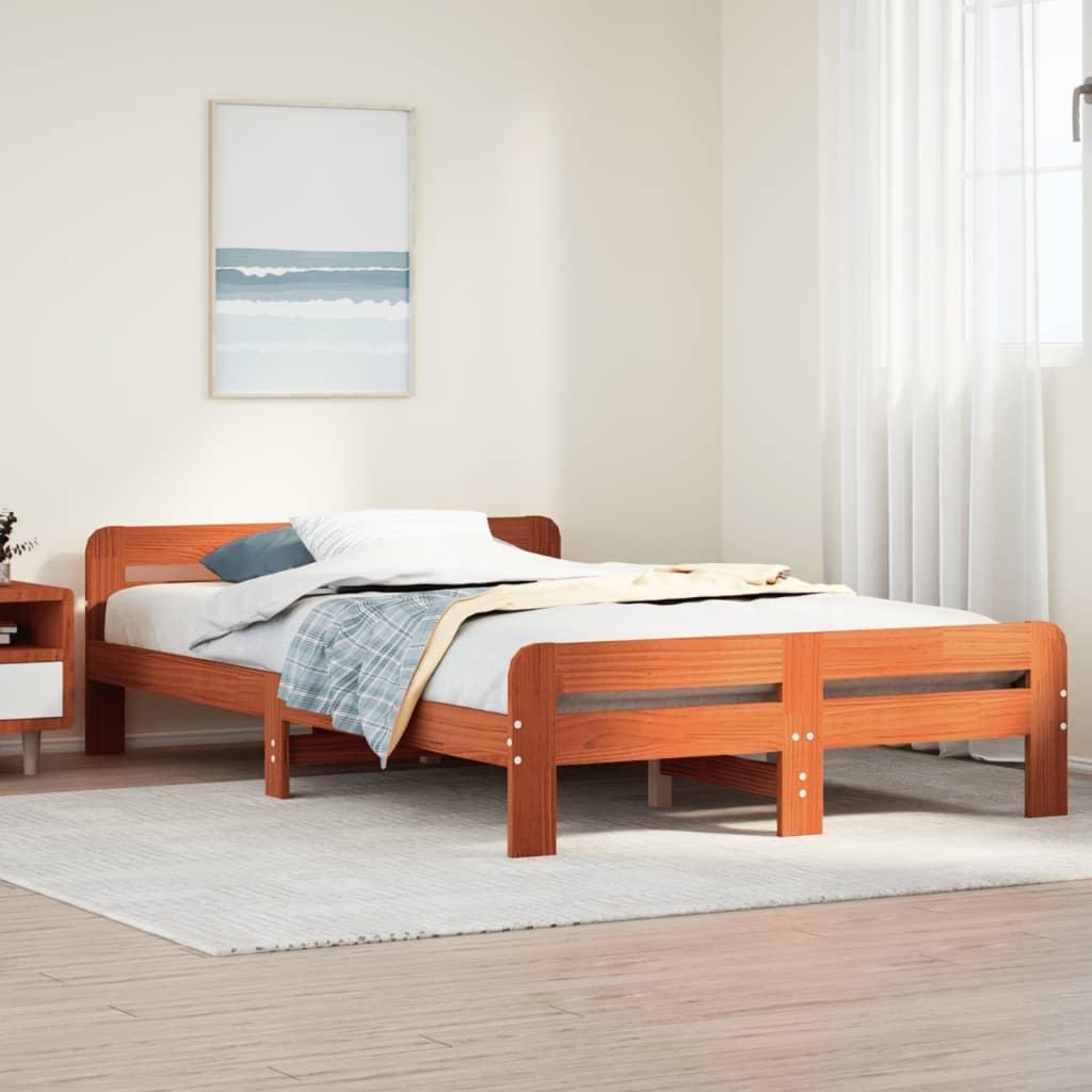 Sengeramme uden madras 120x200 cm massivt fyrretræ gyldenbrun