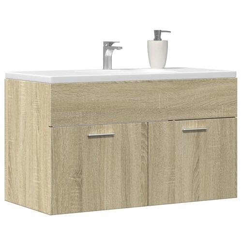 Skab til håndvask 80x38,5x46 cm konstrueret træ sonoma-eg