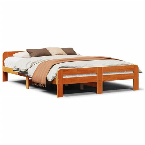 Sengeramme uden madras 160x200 cm massivt fyrretræ gyldenbrun