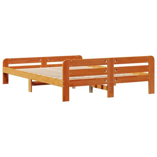 Sengeramme uden madras 160x200 cm massivt fyrretræ gyldenbrun