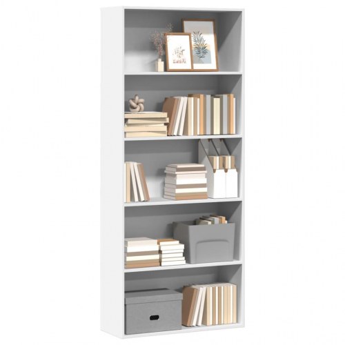 Bogreol 80x30x189 cm konstrueret træ hvid