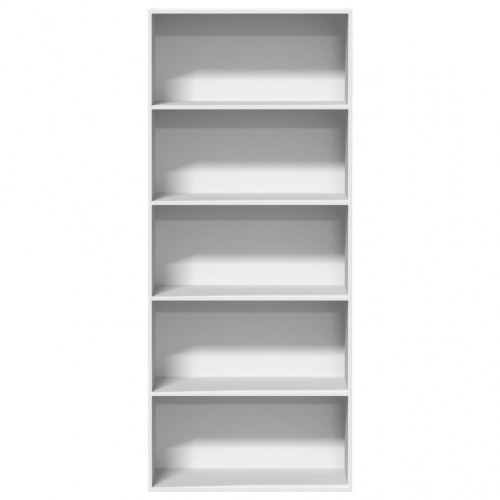 Bogreol 80x30x189 cm konstrueret træ hvid