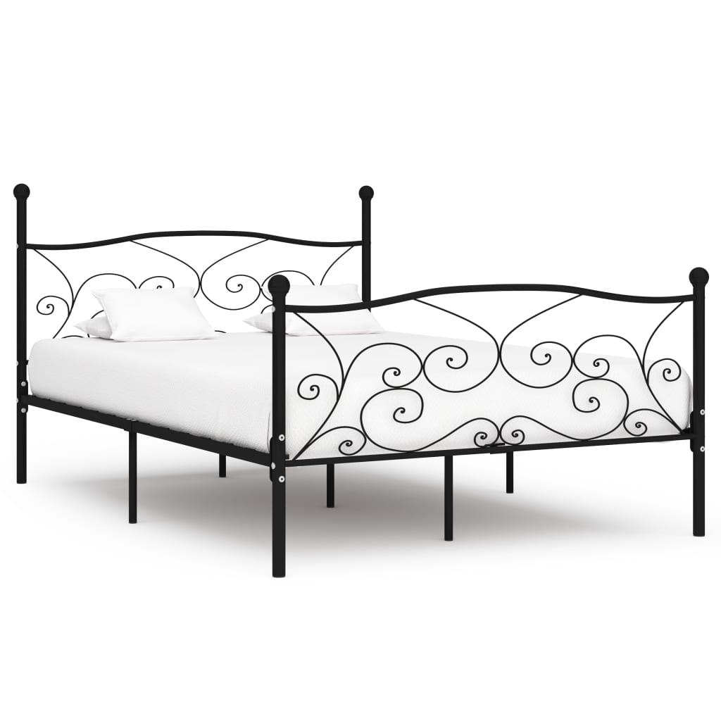 Sengestel med lamelbund 140 x 200 cm metal sort