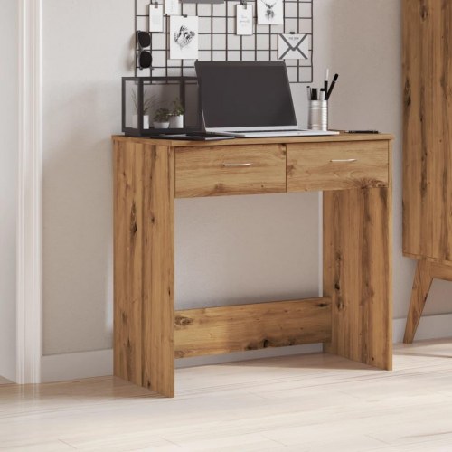 Skrivebord i kunsteg - 80 × 40 × 75 cm med 2 skuffer