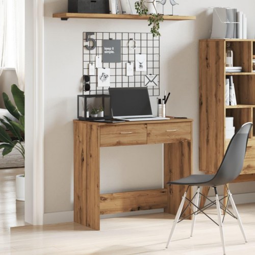 Skrivebord i kunsteg - 80 × 40 × 75 cm med 2 skuffer