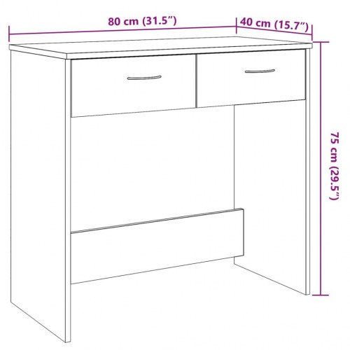 Skrivebord i kunsteg - 80 × 40 × 75 cm med 2 skuffer