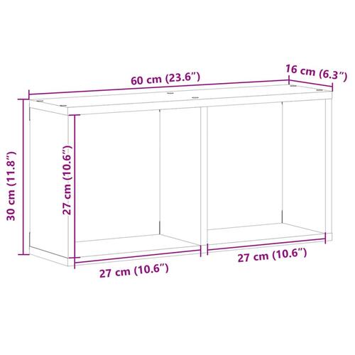 Vægskab 60x16x30 cm konstrueret træ sort