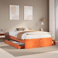 Sengeramme m. skuffer 160x200 cm uden madras massivt fyr brun