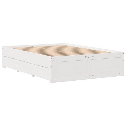 Sengeramme m. skuffer 160x200 cm uden madras massivt fyr hvid
