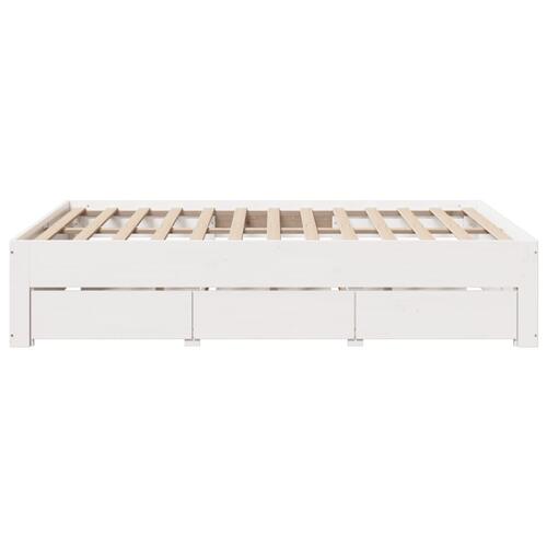 Sengeramme m. skuffer 150x200 cm uden madras massivt fyr hvid