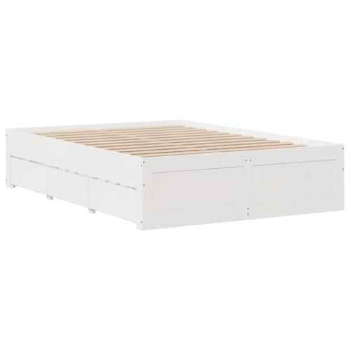 Sengeramme m. skuffer 150x200 cm uden madras massivt fyr hvid