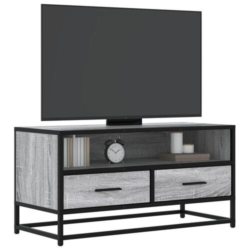 Tv-bord 80x34,5x40 cm konstrueret træ og metal grå sonoma-eg