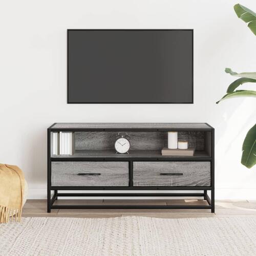 Tv-bord 80x34,5x40 cm konstrueret træ og metal grå sonoma-eg