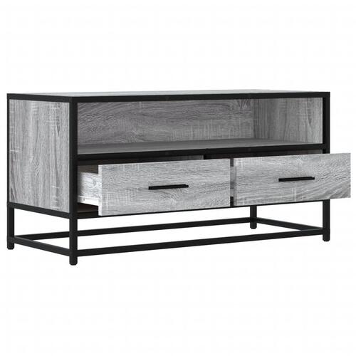 Tv-bord 80x34,5x40 cm konstrueret træ og metal grå sonoma-eg