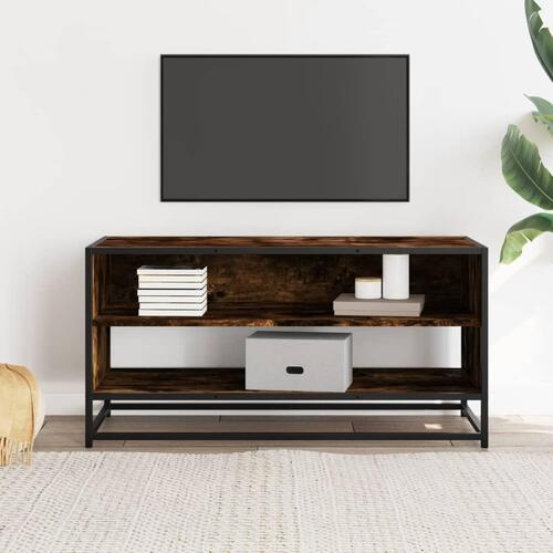 Tv-bord 91x40x46 cm konstrueret træ metal røget egetræsfarve