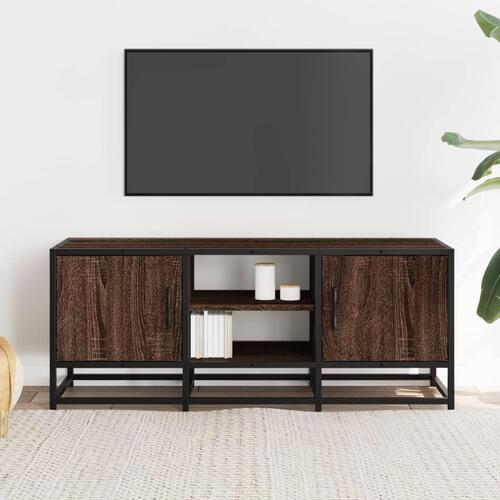 Tv-bord 100x35x41 cm konstrueret træ og metal brun egetræsfarve