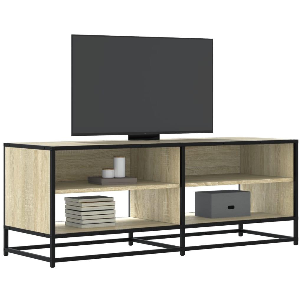 Tv-bord 120,5x40x46 cm konstrueret træ og metal sonoma-eg