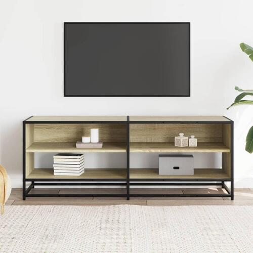 Tv-bord 120,5x40x46 cm konstrueret træ og metal sonoma-eg