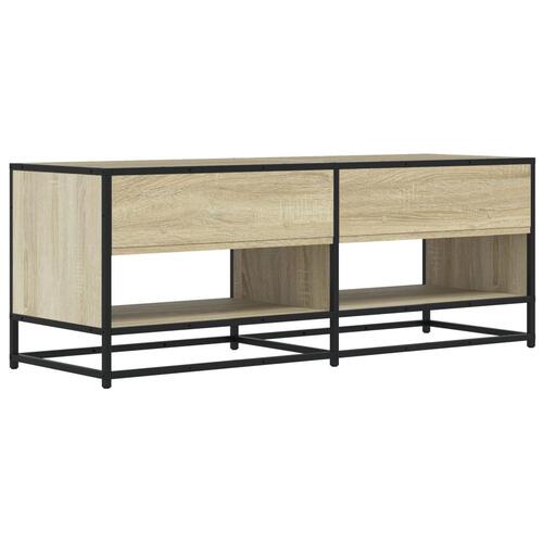 Tv-bord 120,5x40x46 cm konstrueret træ og metal sonoma-eg
