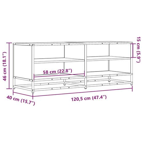 Tv-bord 120,5x40x46 cm konstrueret træ og metal sonoma-eg