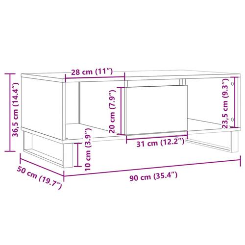 Sofabord 90x50x36,5 cm konstrueret træ kunsteg