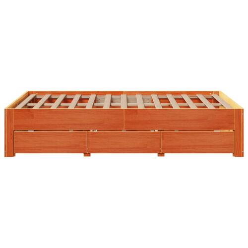 Sengeramme m. skuffer 135x190 cm uden madras massivt fyr brun
