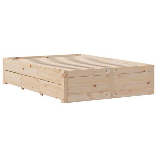 Sengeramme uden madras med skuffer 140x190 cm massivt fyrretræ