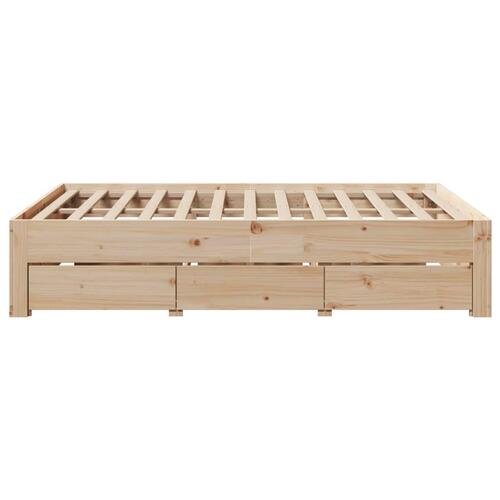 Sengeramme uden madras med skuffer 140x190 cm massivt fyrretræ