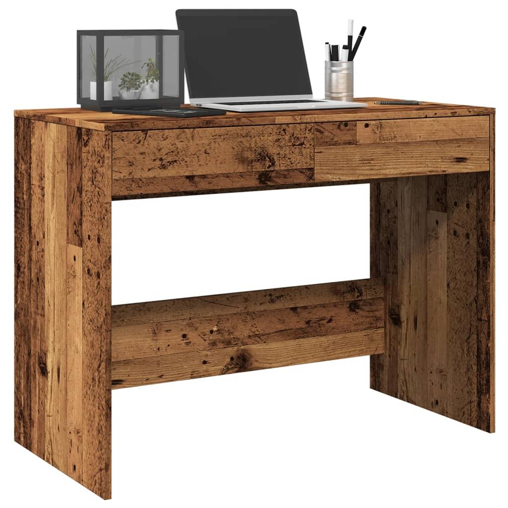 Skrivebord 101x50x76,5 cm konstrueret træ antikt trælook