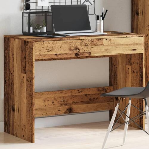 Skrivebord 101x50x76,5 cm konstrueret træ antikt trælook