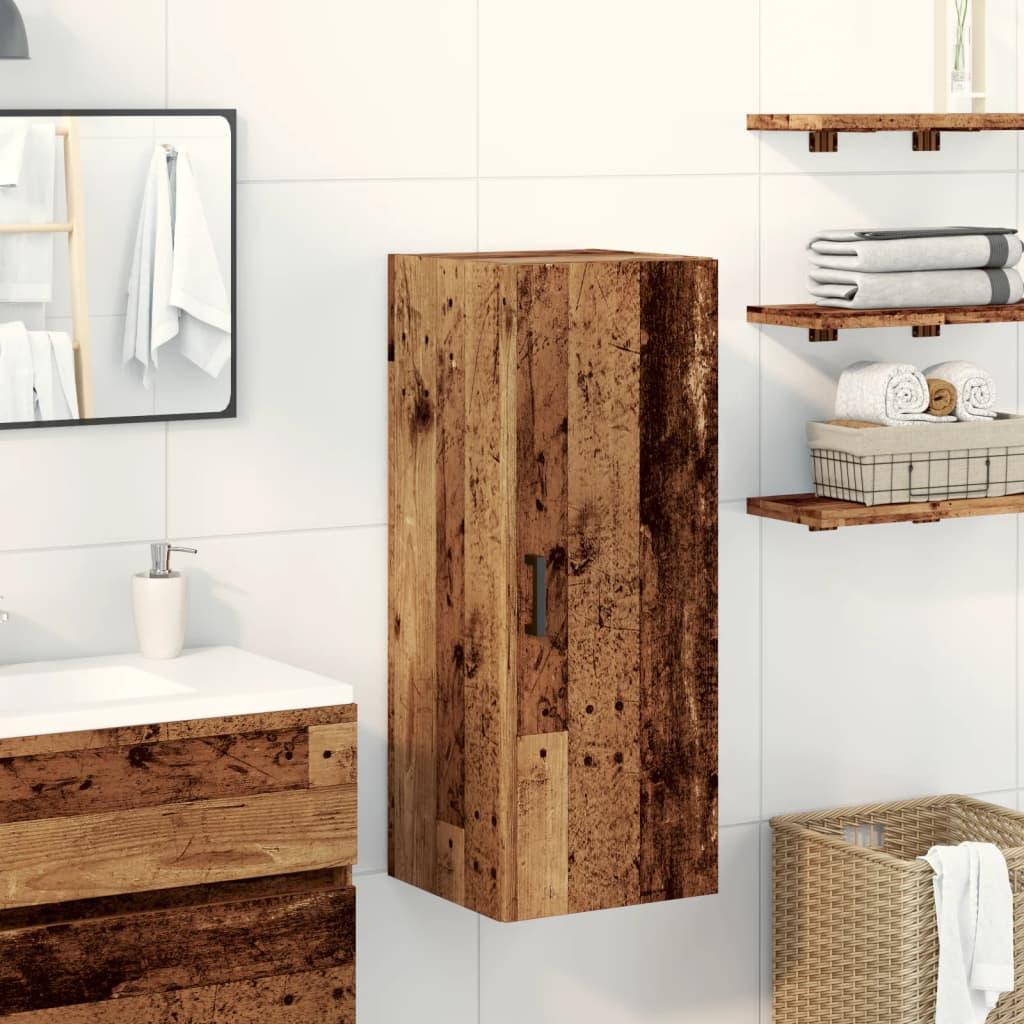 Vægskab 34,5x34x90 cm konstrueret træ gammelt træ-look