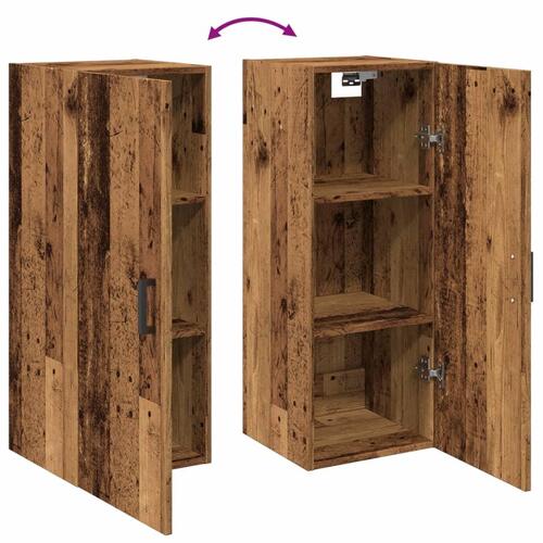 Vægskab 34,5x34x90 cm konstrueret træ gammelt træ-look