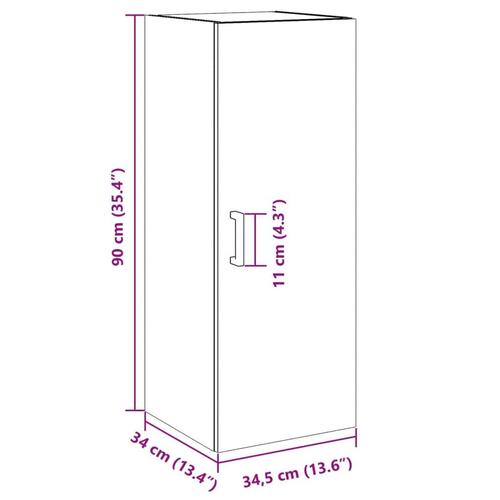 Vægskab 34,5x34x90 cm konstrueret træ gammelt træ-look
