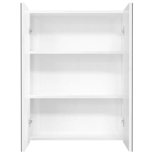 Badeværelsesskab med spejl 60x15x75 cm MDF skinnende hvid