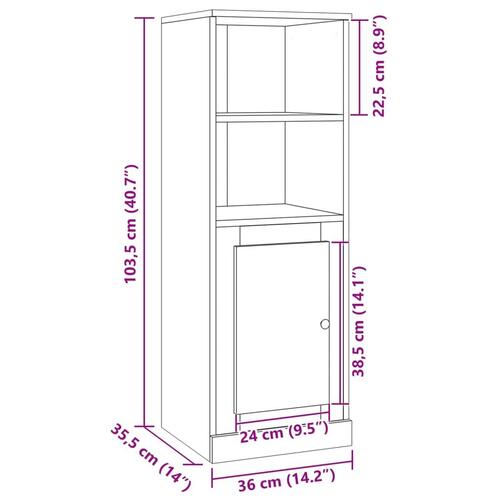 Skab 36x35,5x103,5 cm konstrueret træ gammelt træ-look