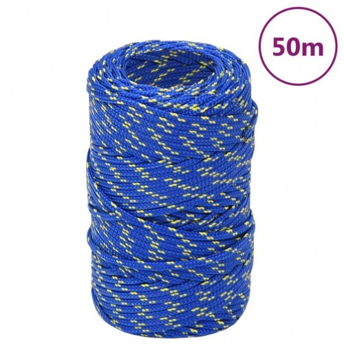 Tovværk til båd 2 mm - 50 m flettet polypropylen, blå
