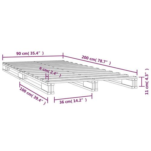 Palleseng 90x200 cm massivt fyrretræ