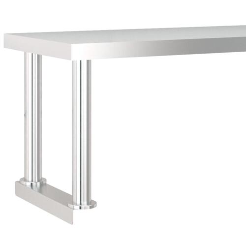 Køkkenbord med tophylde 120x60x115 cm rustfrit stål